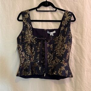Hill House Black and Gold Floral Blouse
